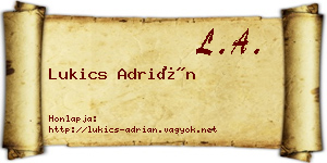 Lukics Adrián névjegykártya